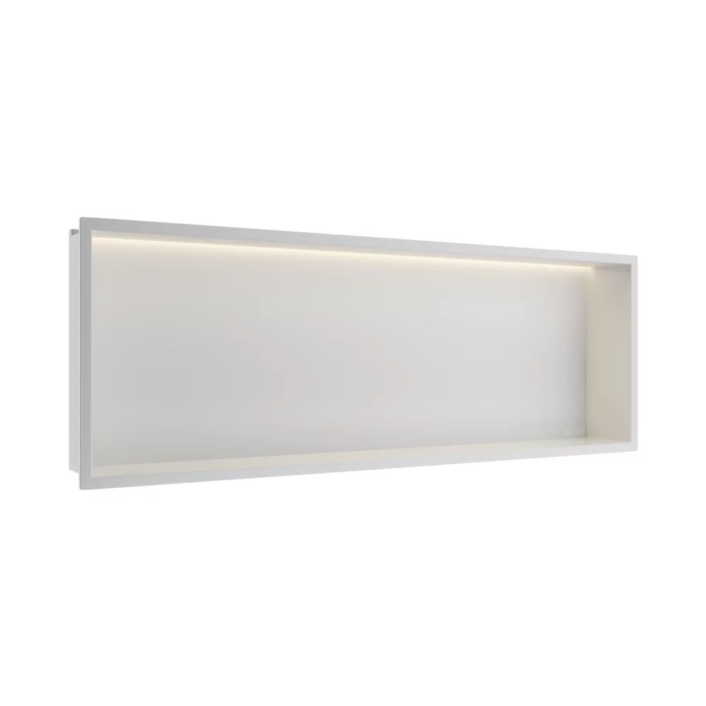 Raft incastrat dreptunghiular Balneo Wall-Box One LED cu rama 90x30x10 cm alb mat