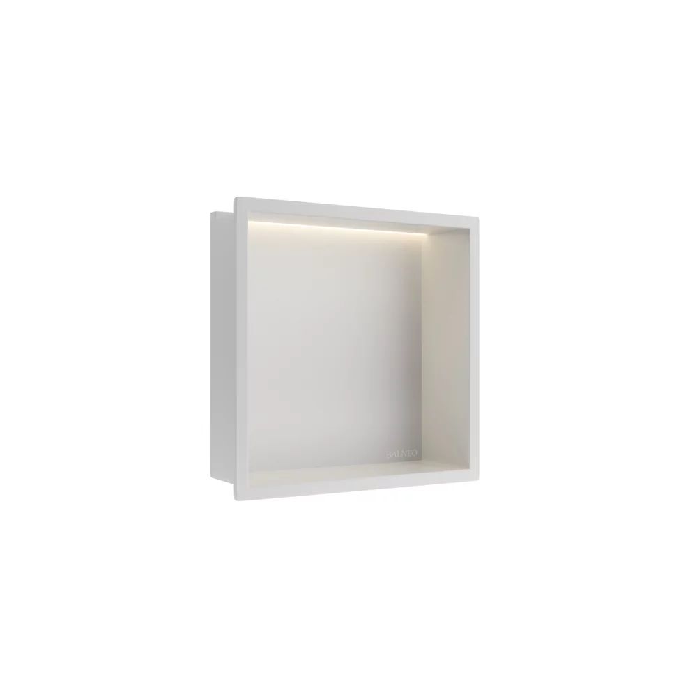 Raft incastrat patrat Balneo Wall-Box One LED cu rama 30x30x10 cm alb mat