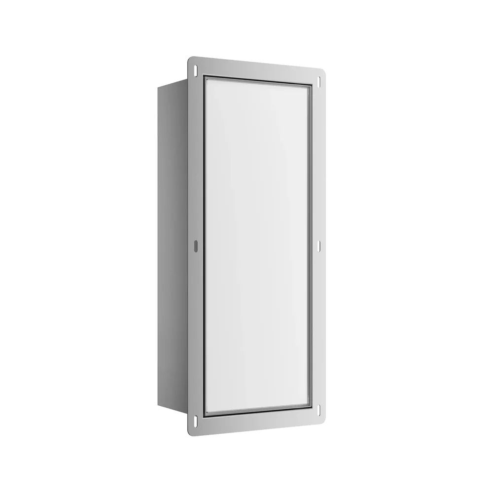Raft incastrat pentru perie WC Balneo Wall Box S otel inoxidabil deschidere stanga finisaj alb 54 cm