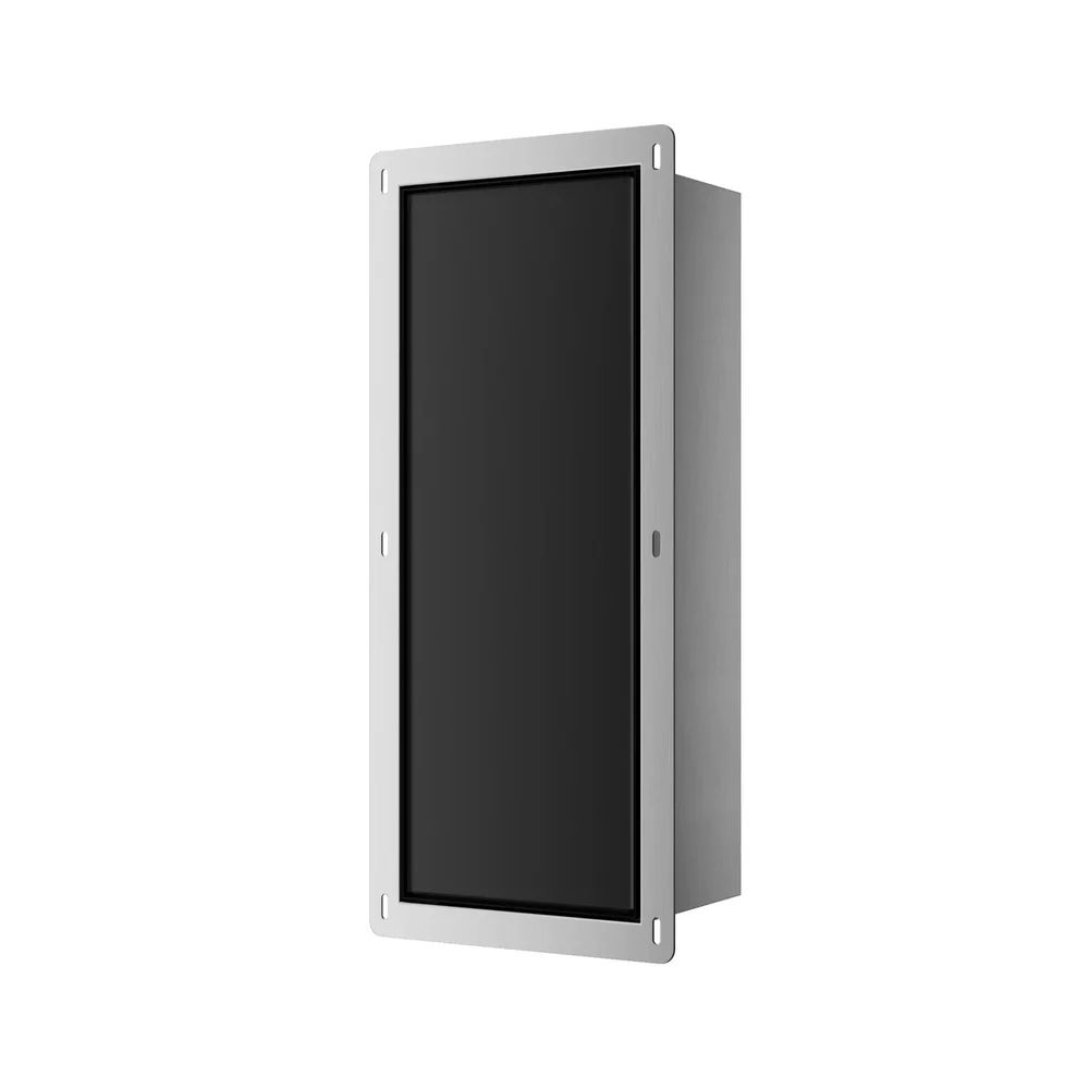 Raft incastrat pentru perie WC Balneo Wall Box S otel inoxidabil deschidere stanga finisaj negru 54 cm