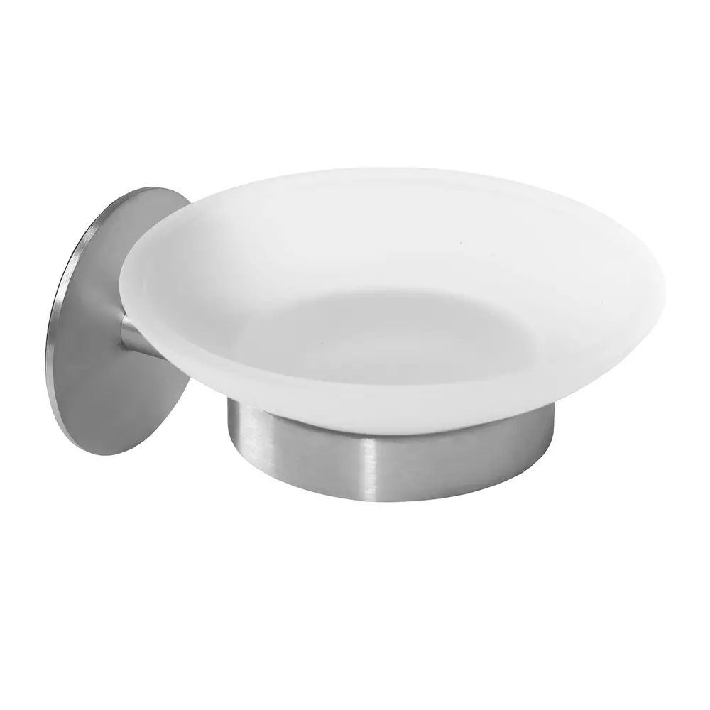 Savoniera Rea design rotund si finisaj nichel - sticla mata