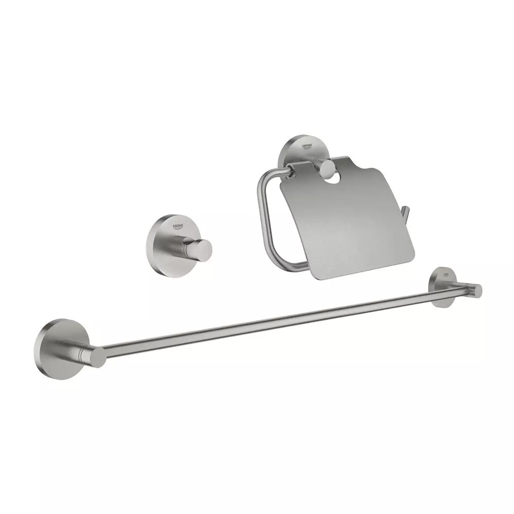 Set accesorii Grohe Essentials 3 in 1 crom periat Supersteel