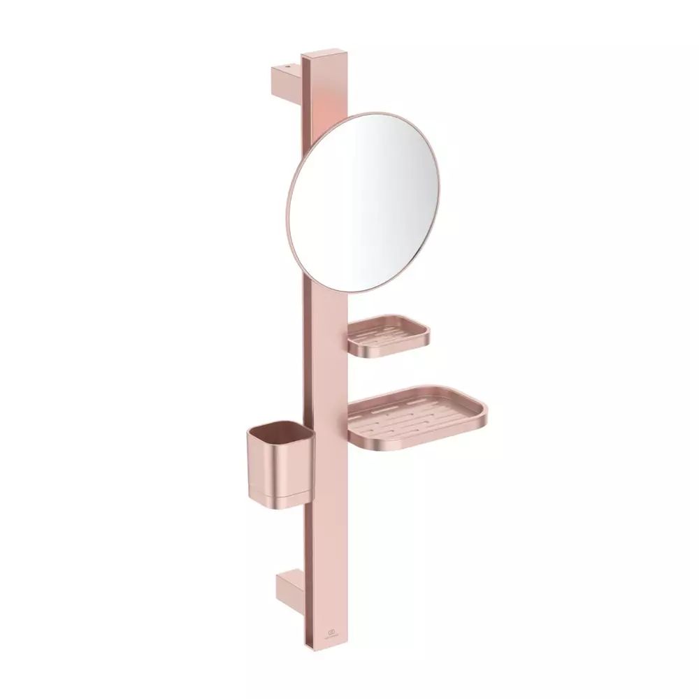 Set accesorii pentru lavoar Ideal Standard Alu+ rose mat din aluminiu 70 cm cu oglinda mobila