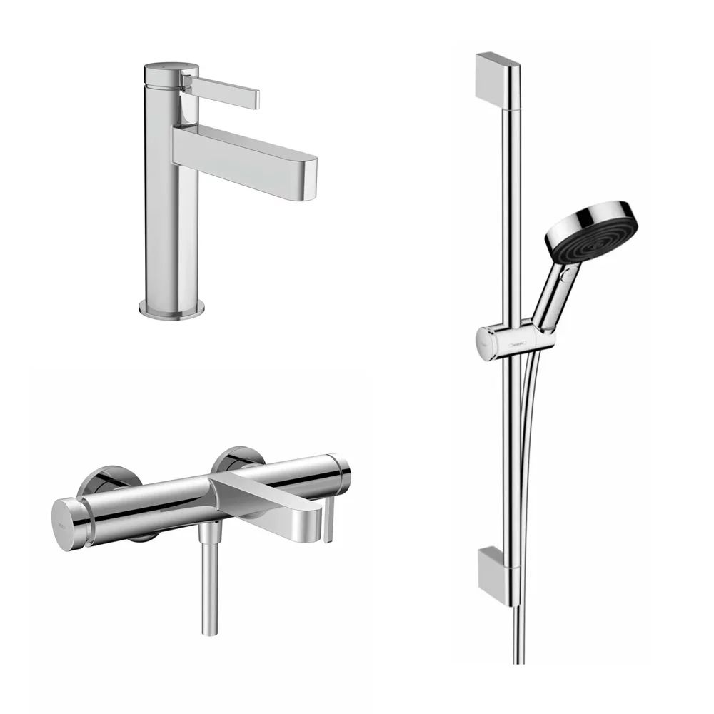 Set baterii lavoar, cada si set de dus Hansgrohe Finoris crom