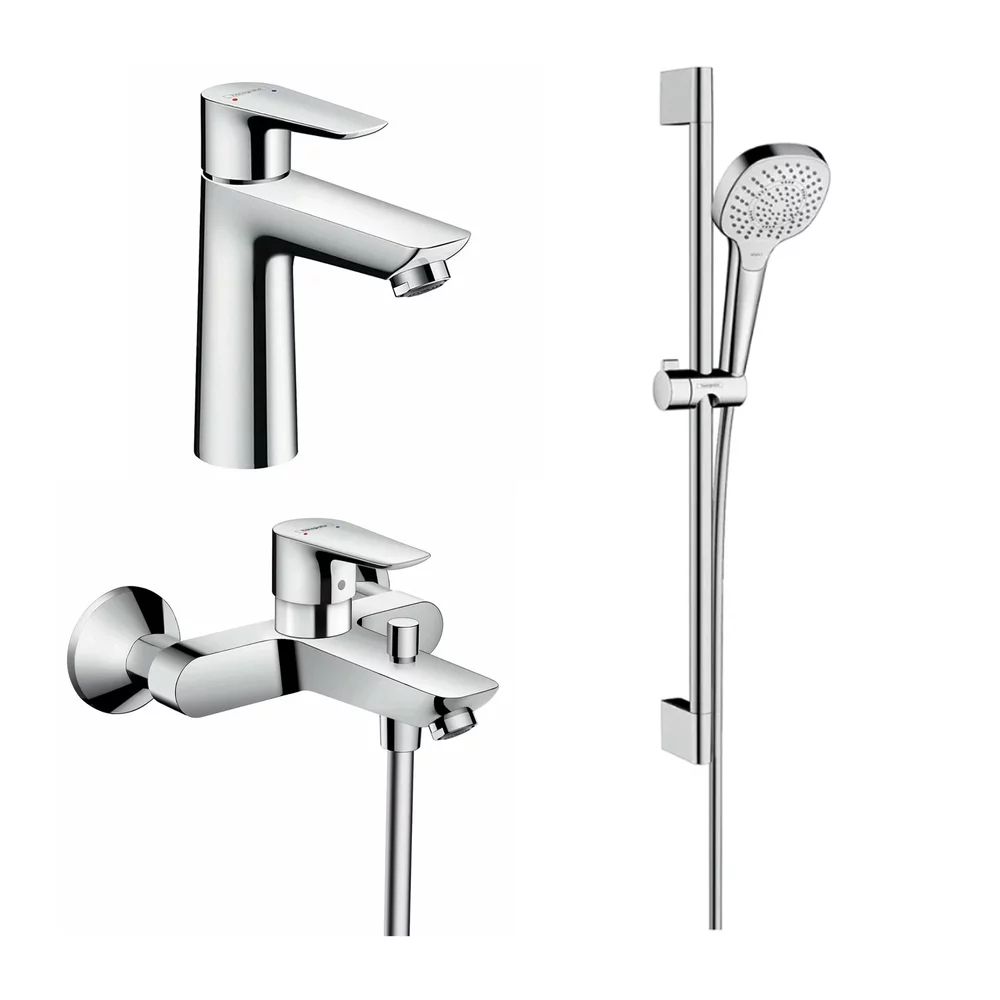 Set baterii lavoar, cada si set de dus Hansgrohe Talis E crom