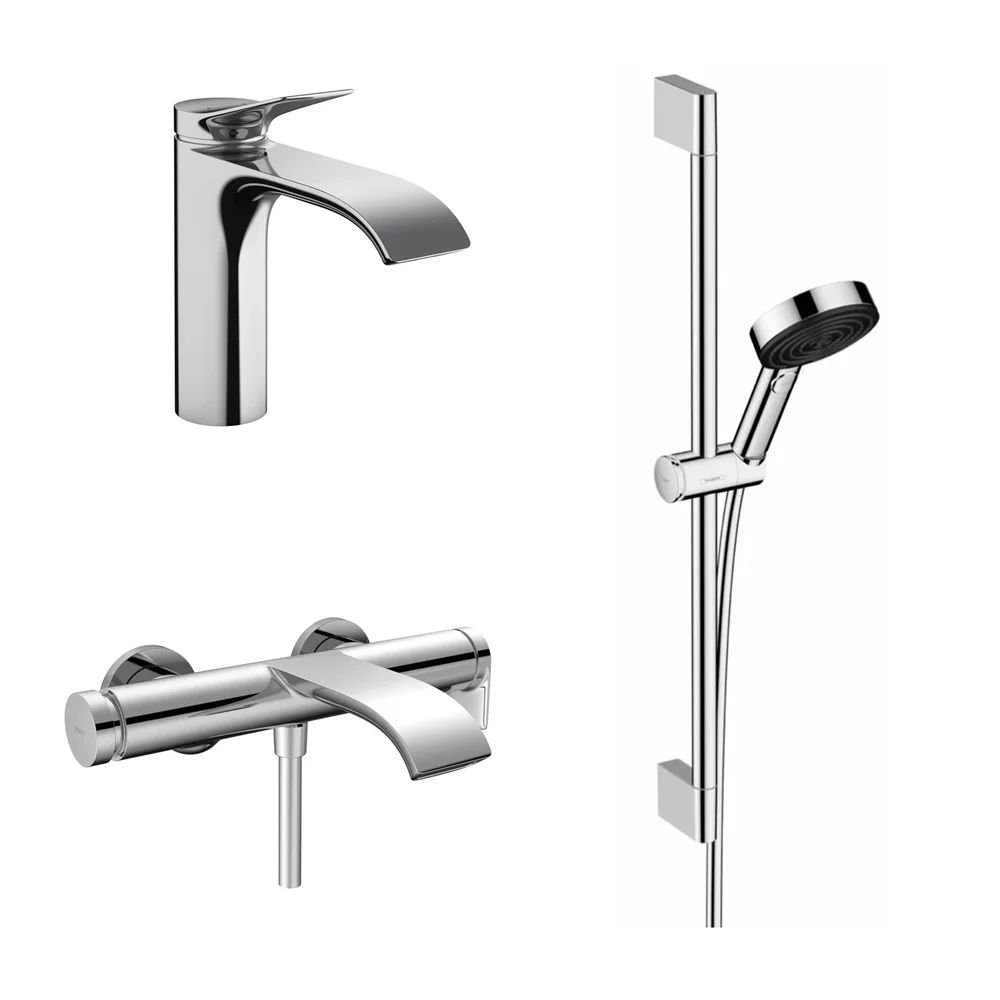 Set baterii lavoar, cada si set de dus Hansgrohe Vivenis crom