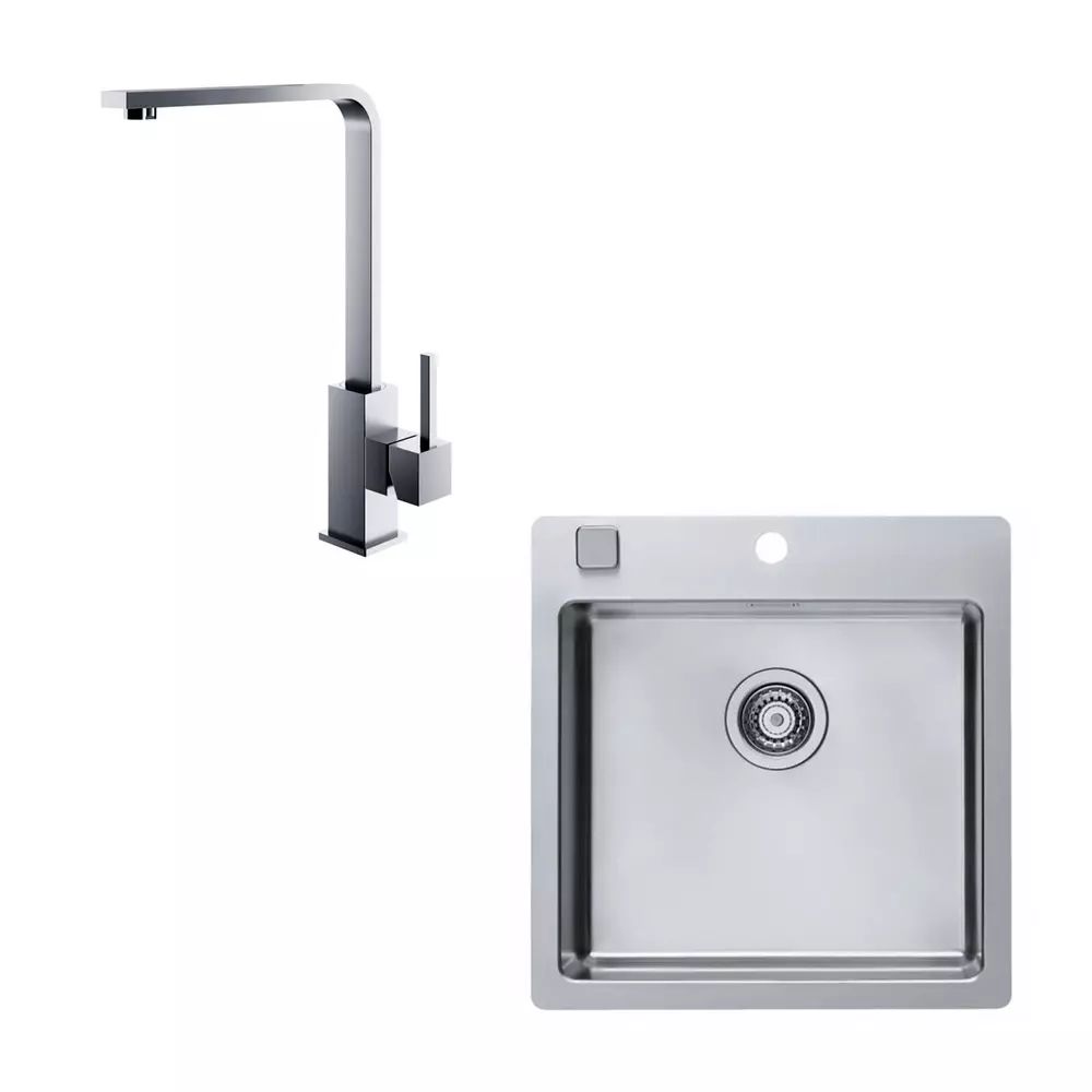 Set chiuveta bucatarie Alveus Pure 30 inox 52x53 cm si baterie Jenny Satin