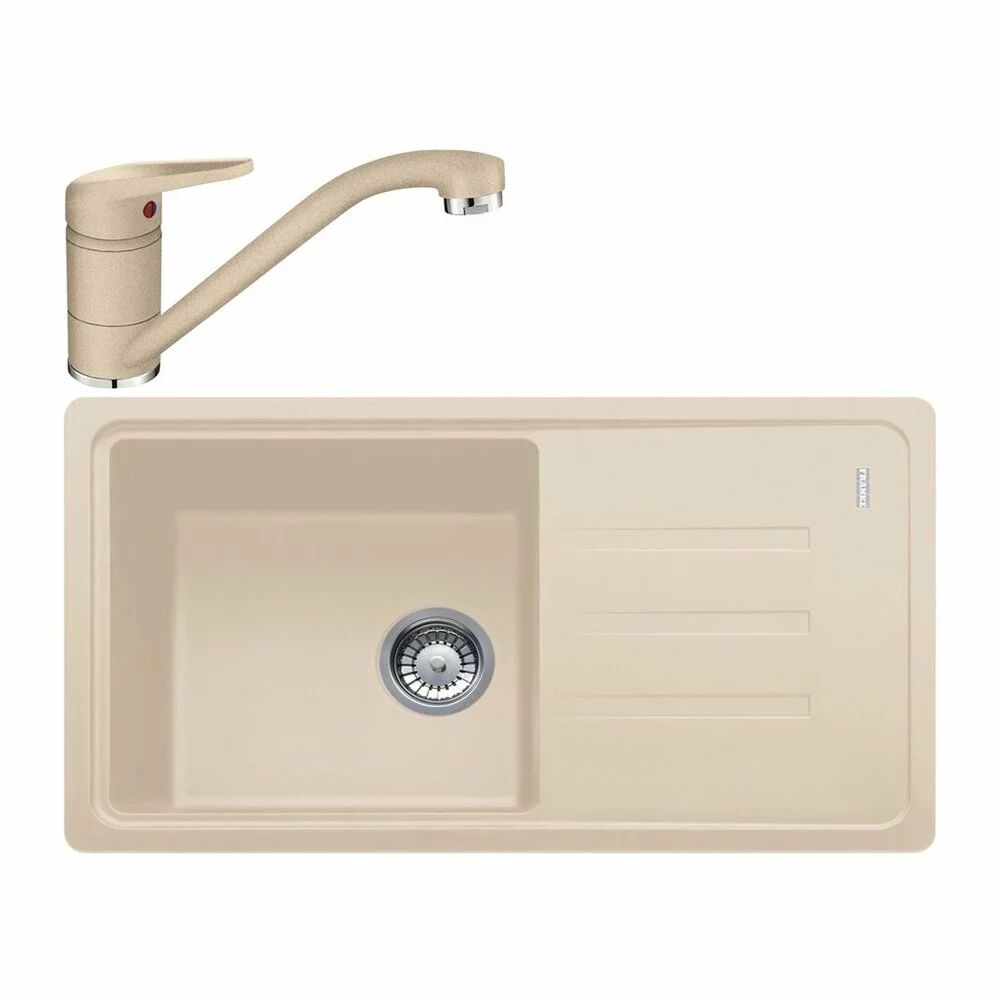Set chiuveta bucatarie compozit Franke Malta Avena 1 cuva cu picurator 78x50 cm finisaj bej mat cu baterie