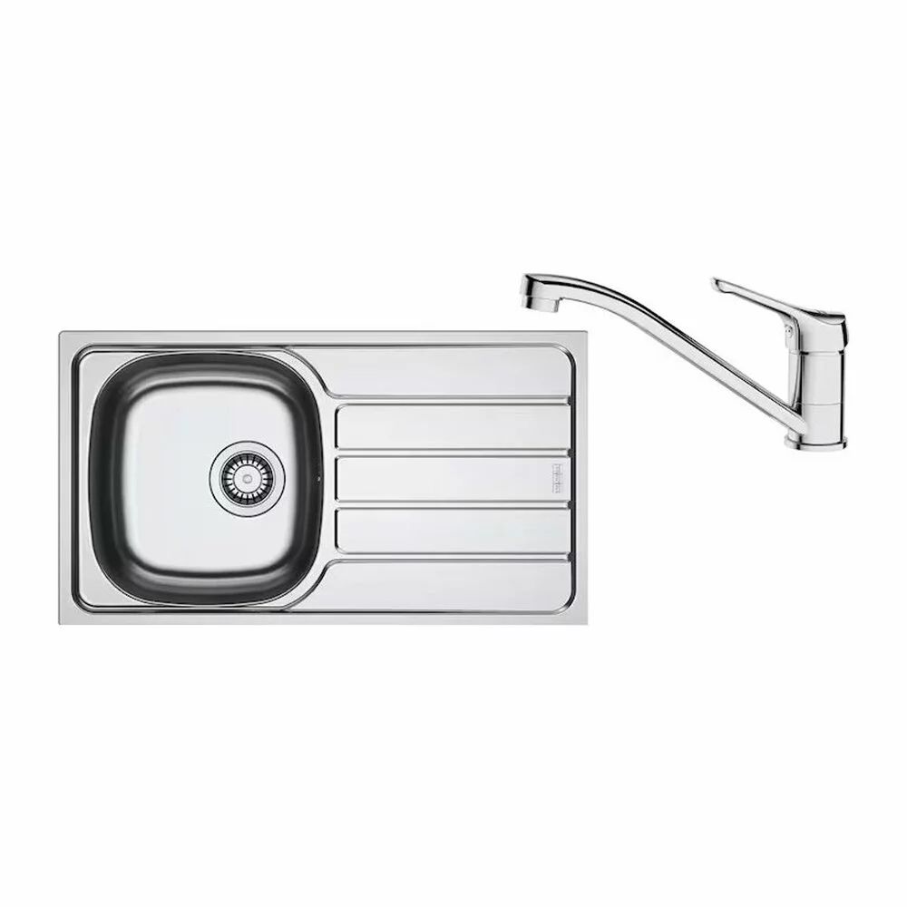 Set chiuveta bucatarie inox Franke Spark 78x43.5 cm cu 1 cuva si picurator dreapta finisaj texturat plus baterie crom