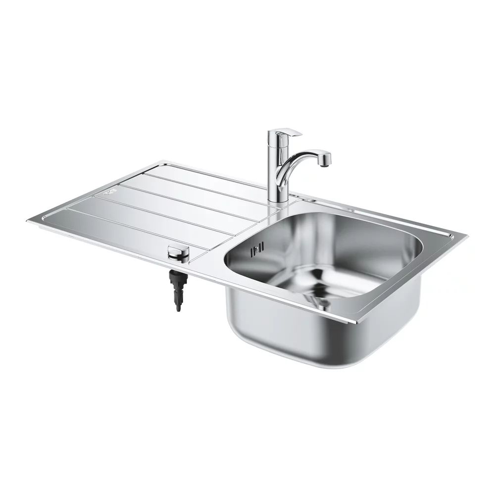 Set chiuveta inox Grohe K200 45 cm 1 cuva cu picurator orientare dreapta si baterie