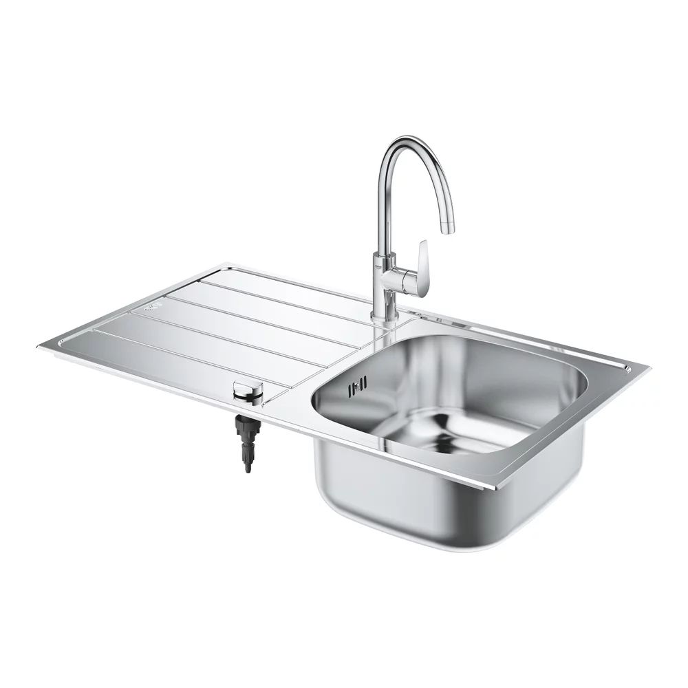 Set chiuveta inox Grohe K200 45 cm 1 cuva cu picurator si baterie