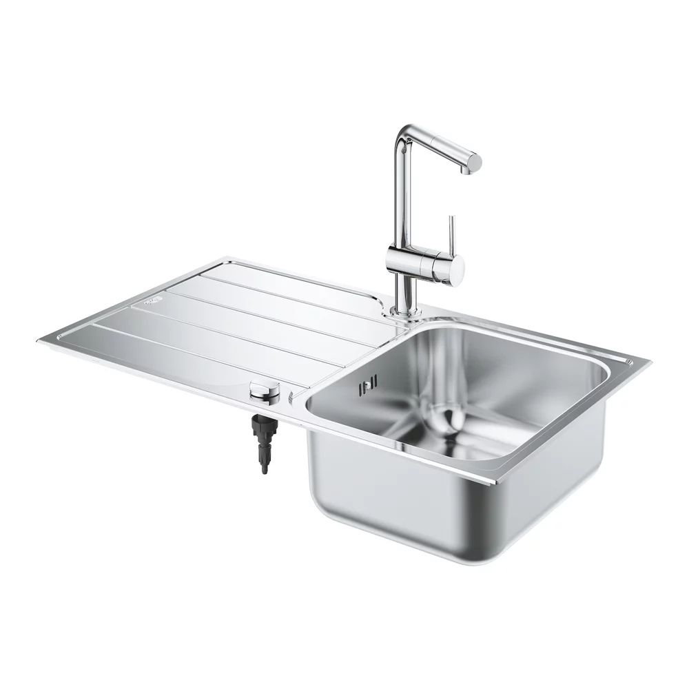 Set chiuveta inox Grohe K500 45 cm 1 cuva cu picurator si baterie