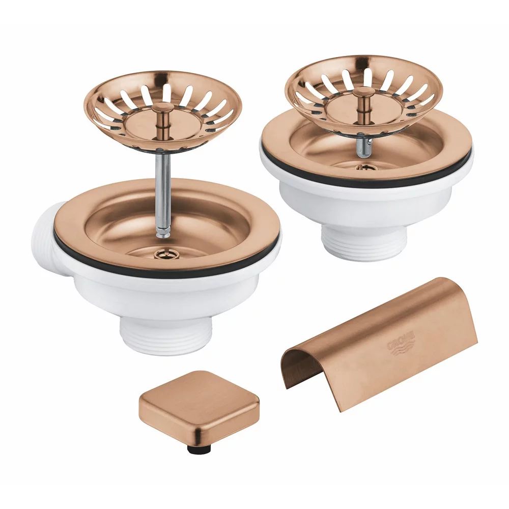 Set de scurgere cu ornament butoane pentru chiuveta dubla Grohe cupru mat 40999DL0