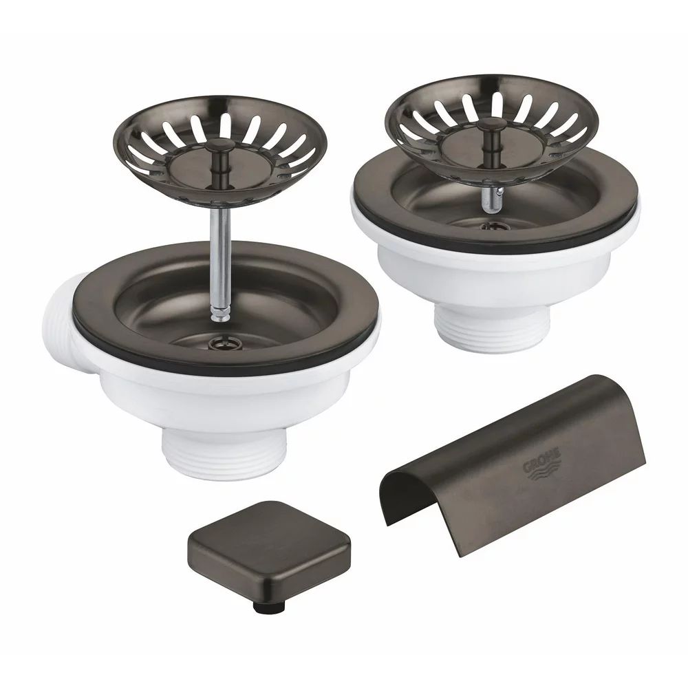 Set de scurgere cu ornament butoane pentru chiuveta dubla Grohe grafit mat 40999AL0