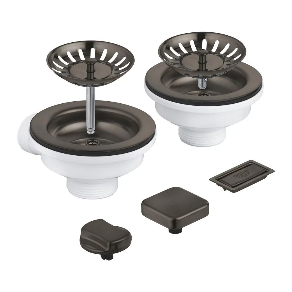 Set de scurgere cu ornament butoane pentru chiuveta dubla Grohe grafit mat