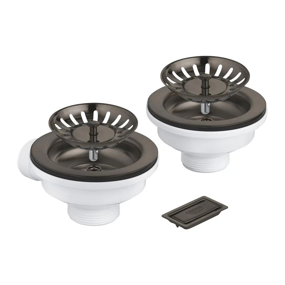 Set de scurgere pentru chiuveta dubla Grohe grafit