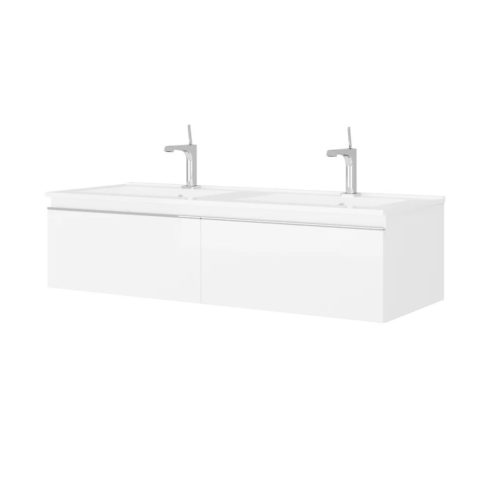 Set dulap baza alb si lavoar Savini Due Albatros 120 cm