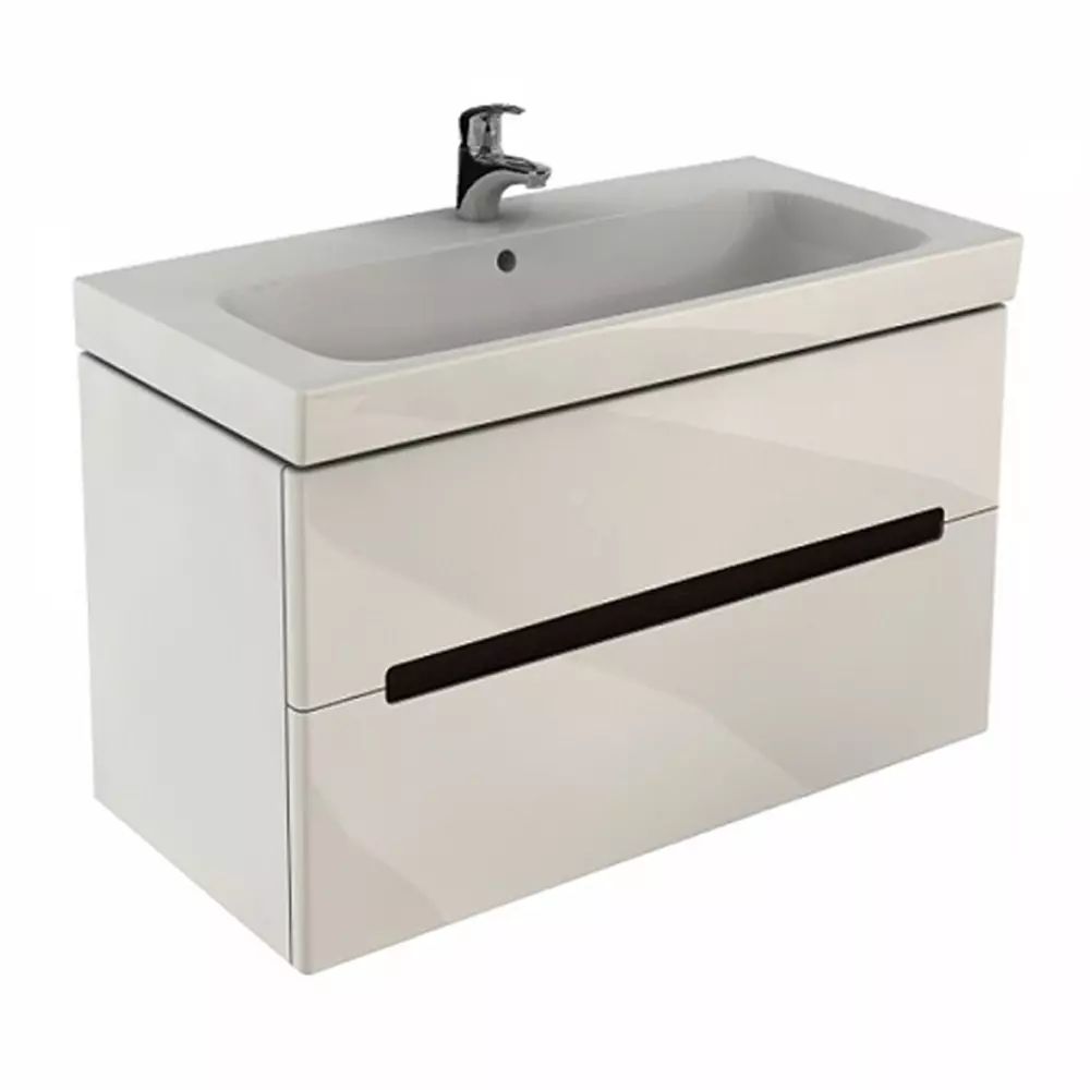 Set dulap baza suspendat Geberit Modo alb lucios 2 sertare si lavoar 100 cm