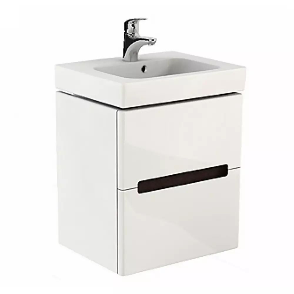 Set dulap baza suspendat Geberit Modo alb lucios 2 sertare si lavoar 50 cm