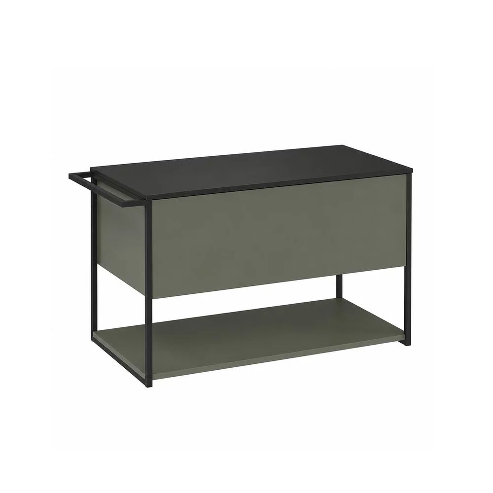 Set dulap baza suspendat Krofam Lov verde-negru 80 cm blat negru finisaj piatra