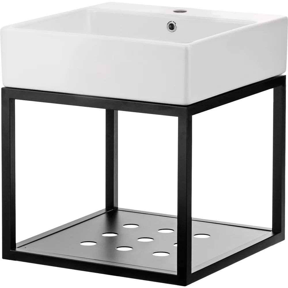 Set dulap baza negru mat +lavoar alb Deante Temisto 50x50x41.5 cm