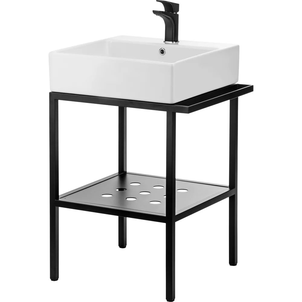 Set dulap baza negru mat +lavoar alb Deante Temisto 50x56.5x70 cm