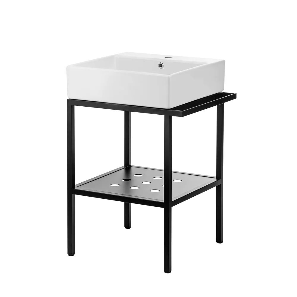 Set dulap baza negru mat +lavoar alb Deante Temisto 50x66.5x70 cm