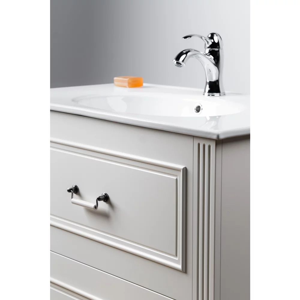 Set dulap pe pardoseala alb Krofam Oxford 60 cm, lavoar incastrat Krofam Oxford 60 cm