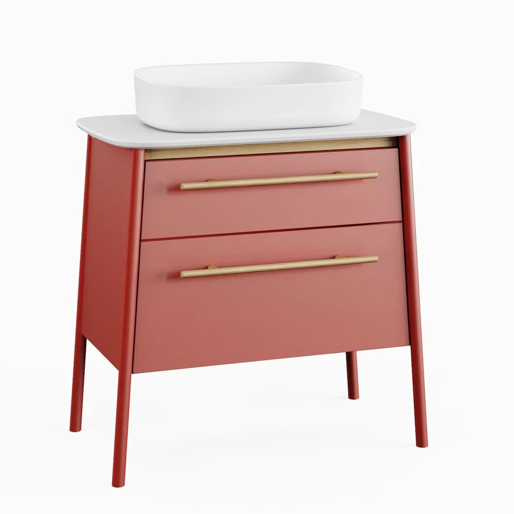 Set dulap pe pardoseala terracotta Krofam Dukla 78 cm, lavoar pe blat Krofam Dukla 55 cm