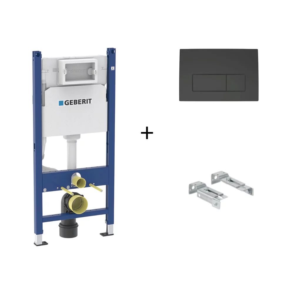 Set rezervor wc incastrat cu set fixare si clapeta negru mat Geberit Duofix Delta
