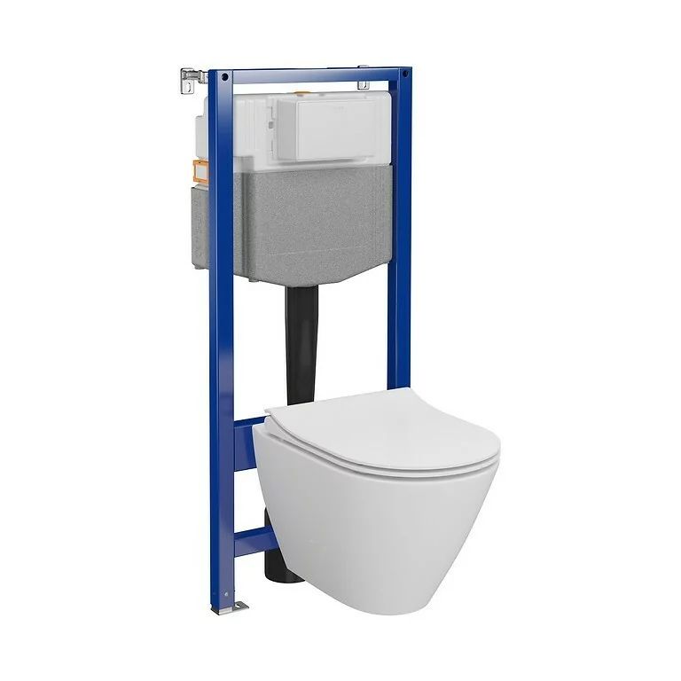 Set rezervor wc incastrat, vas wc suspendat si capac wc slim Cersanit City C14Aqua 50