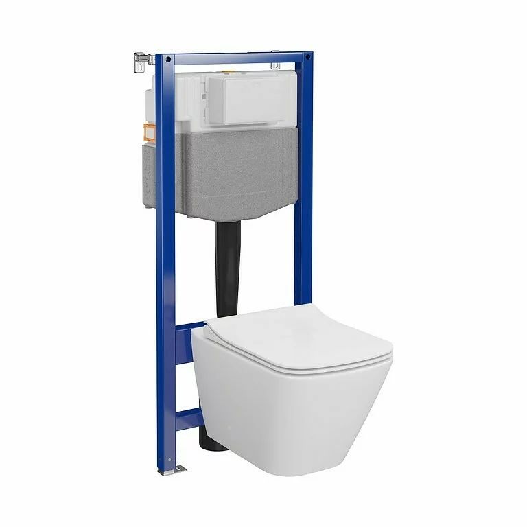Set rezervor wc incastrat, vas wc suspendat si capac wc slim Cersanit City C16 Aqua 50