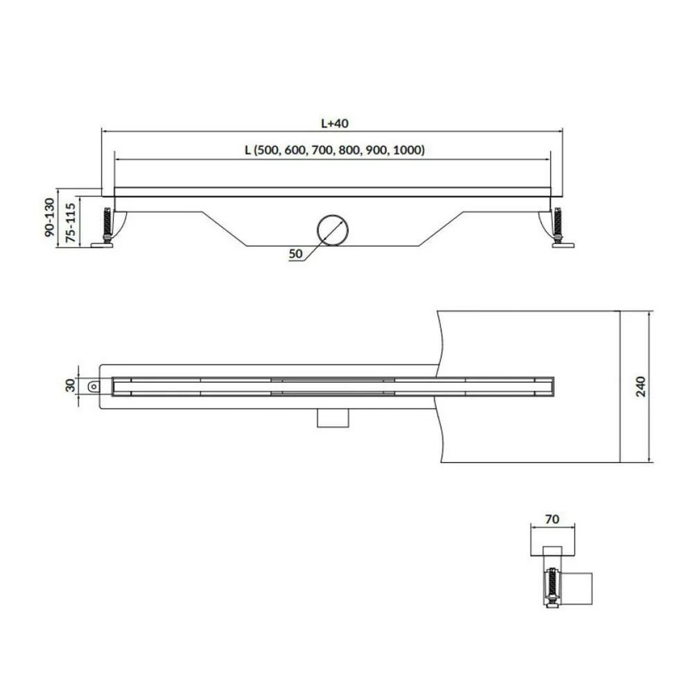 Set rigola dus cu capac Cersanit Tako 90 cm
