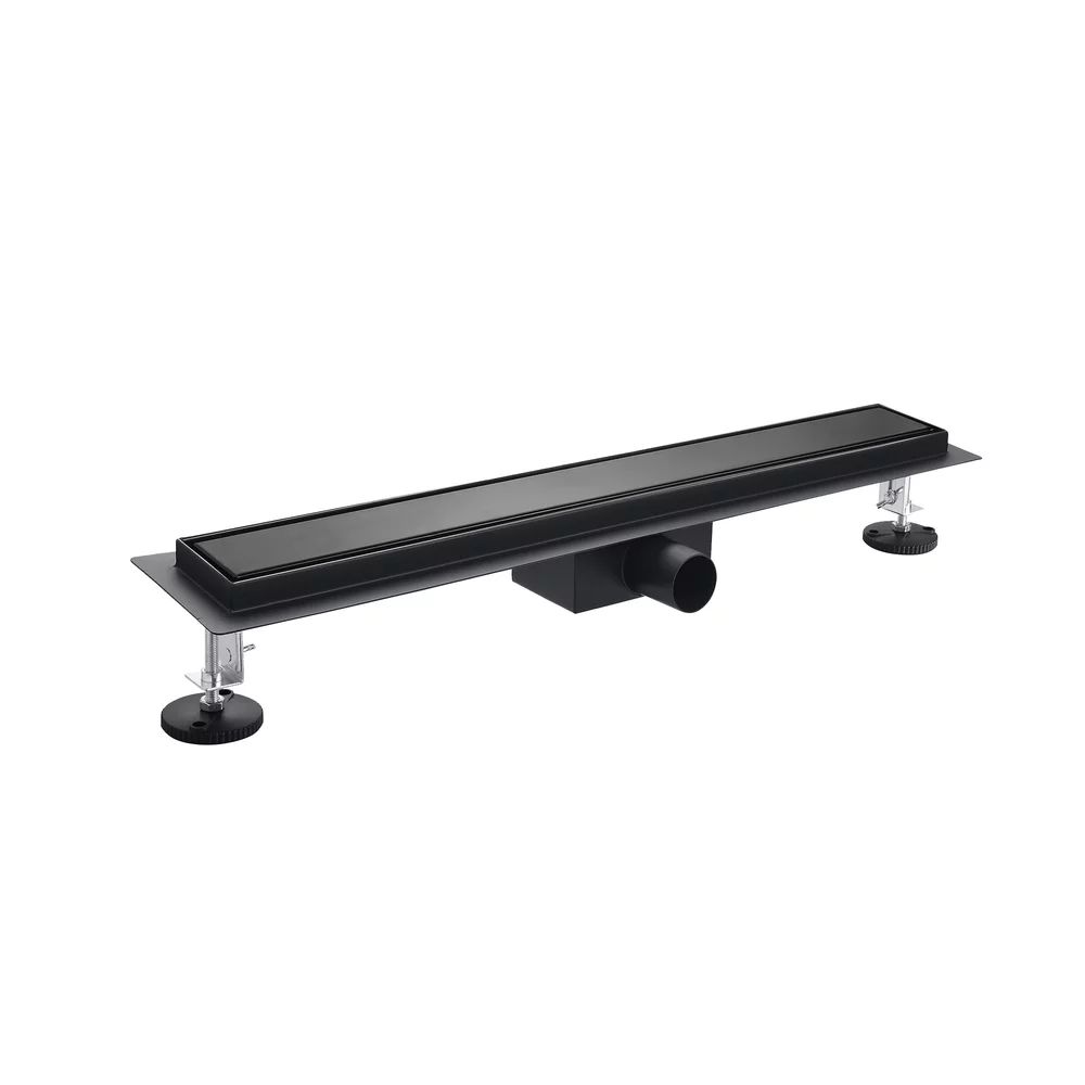 Set rigola dus cu capac scurgere negru mat Rune Alvis 80 cm