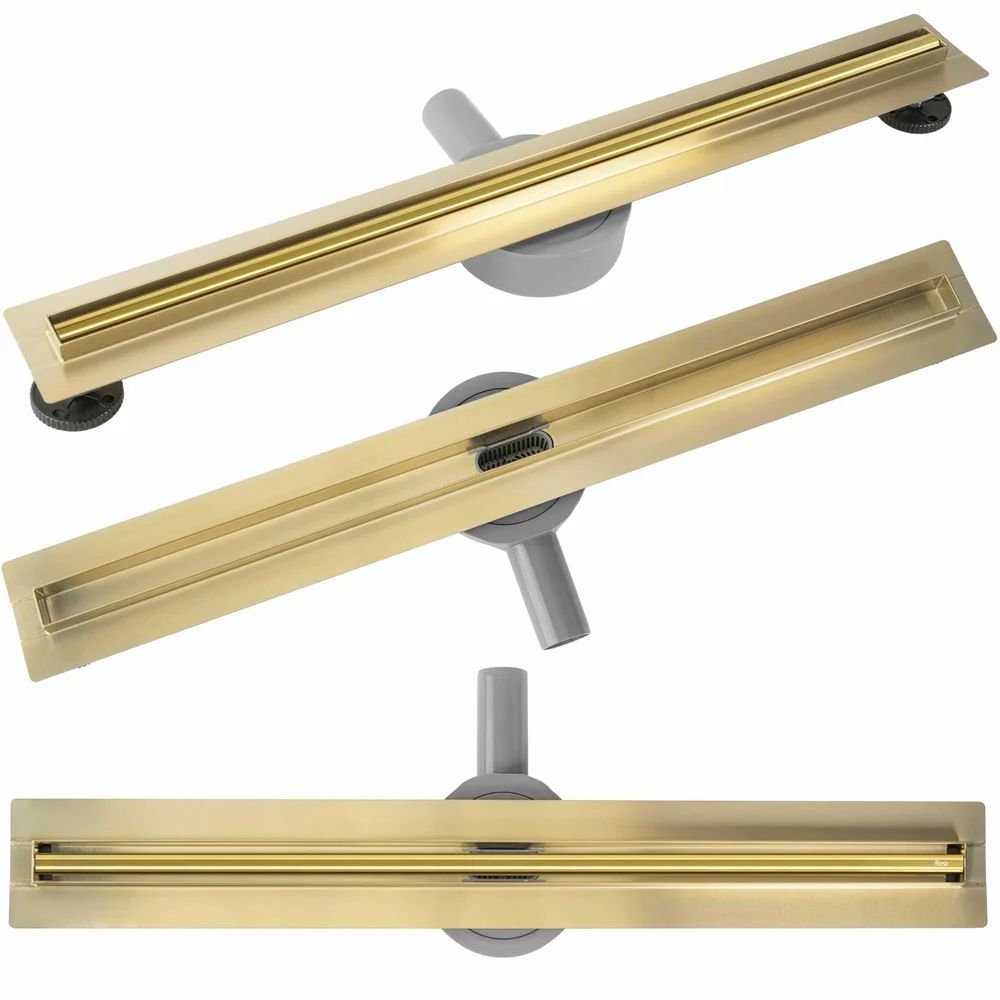 Set rigola pentru dus plus capac auriu Rea Neox Slim Pro 80 cm