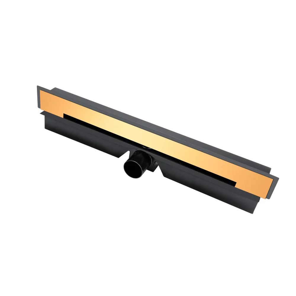 Set rigola pentru dus plus capac FDesign Kleome finisaj negru - auriu 60 cm