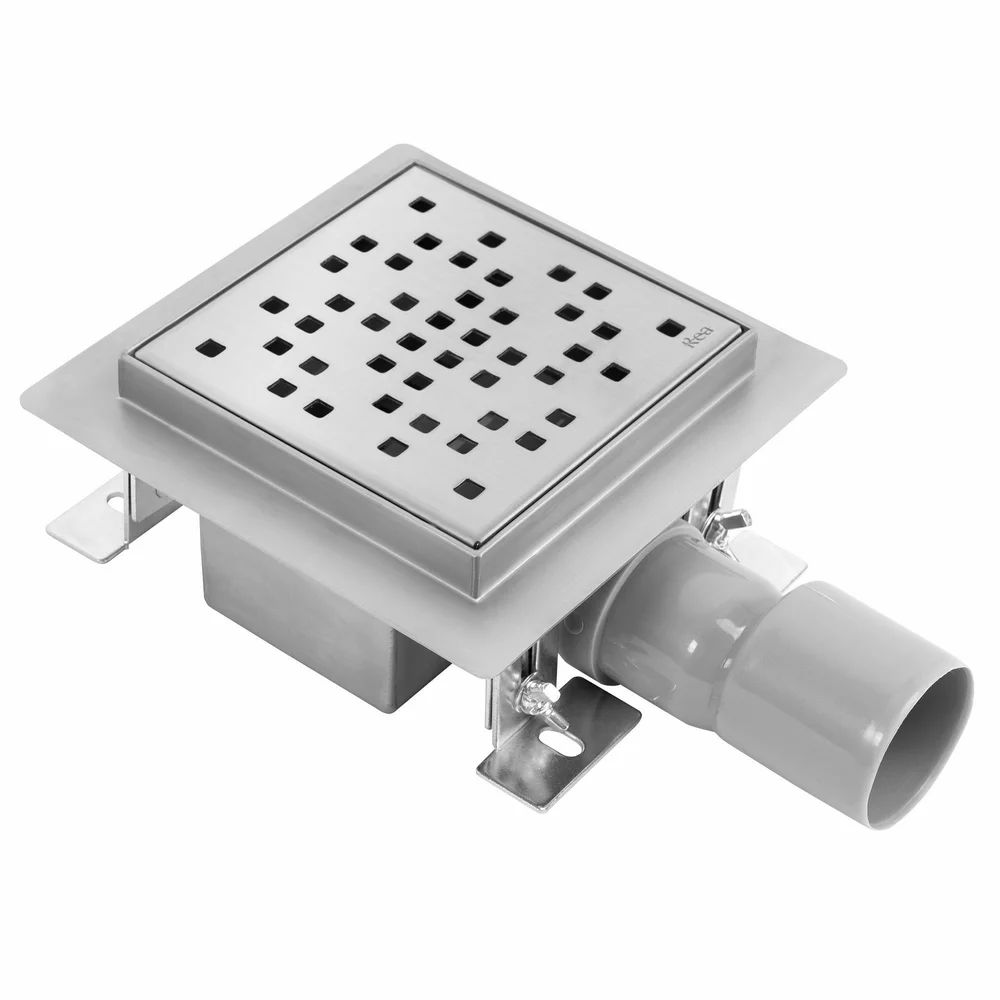 Set rigola pentru dus plus capac inox periat Rea Dots 12 cm