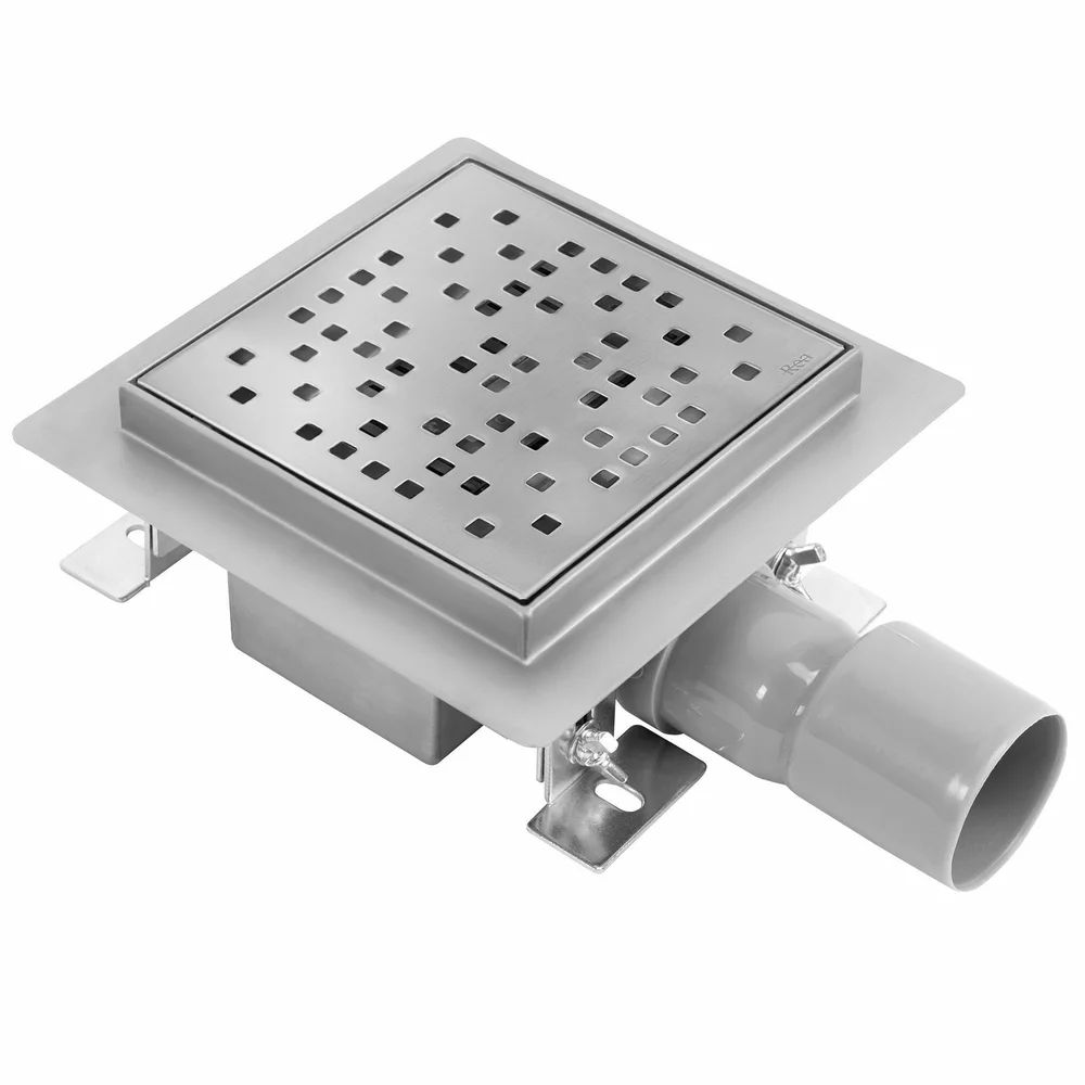 Set rigola pentru dus plus capac inox periat Rea Dots 15 cm