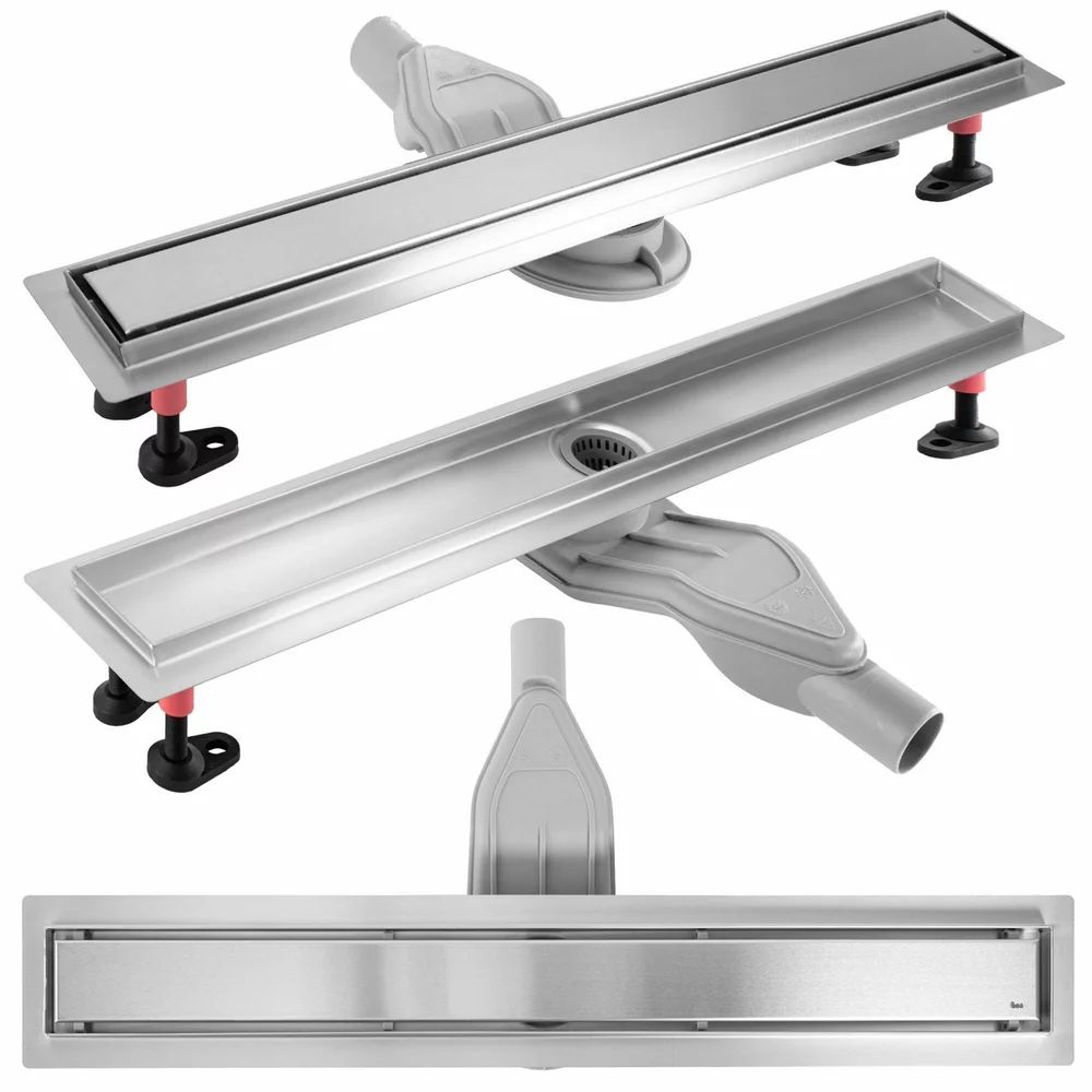 Set rigola pentru dus plus capac inox periat Rea Neox Superflow 80 cm