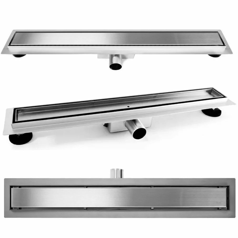 Set rigola pentru dus plus capac inox periat Rea Pure Neo Nickel 90 cm