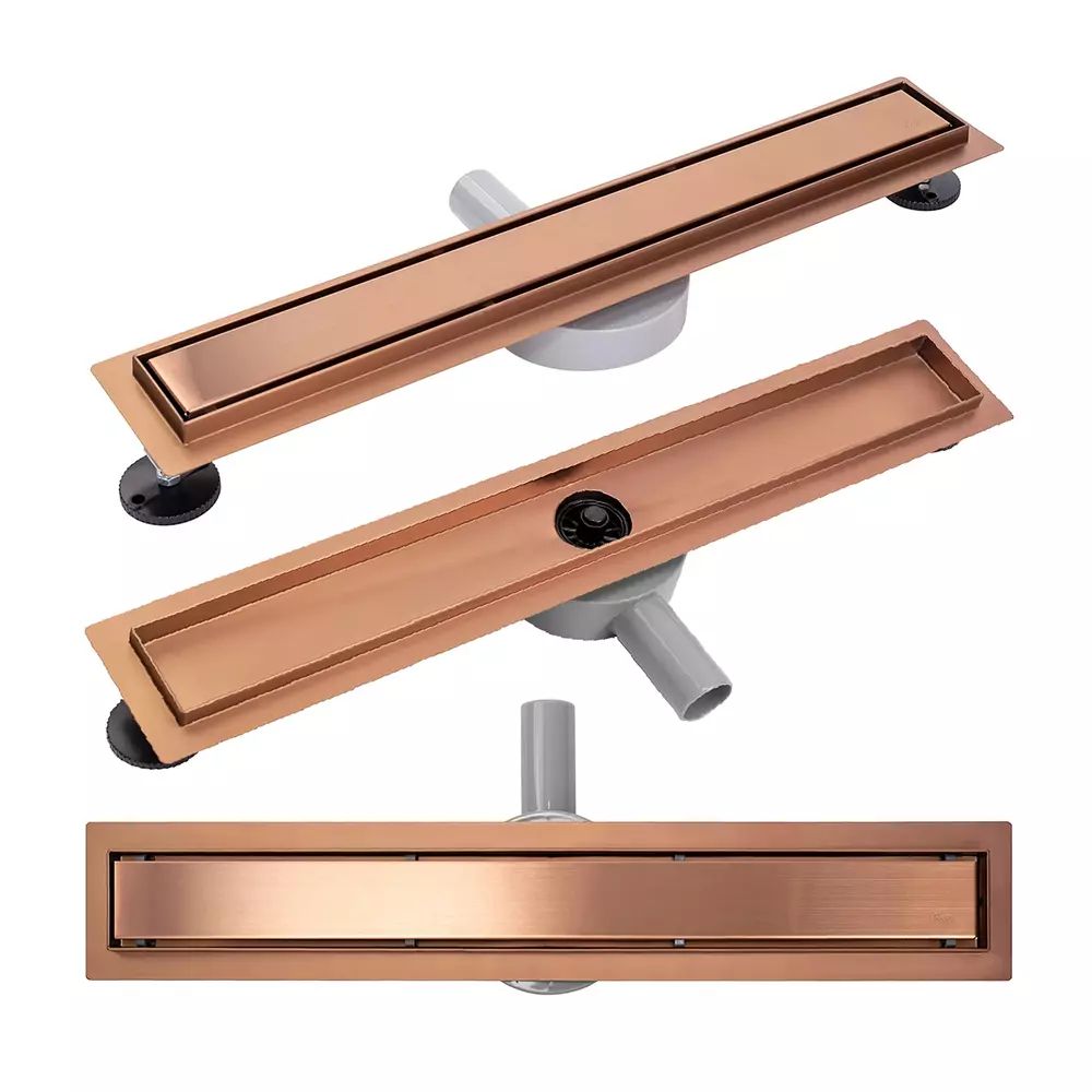 Set rigola pentru dus plus capac Rea Neo Pure finisaj cupru periat 60 cm