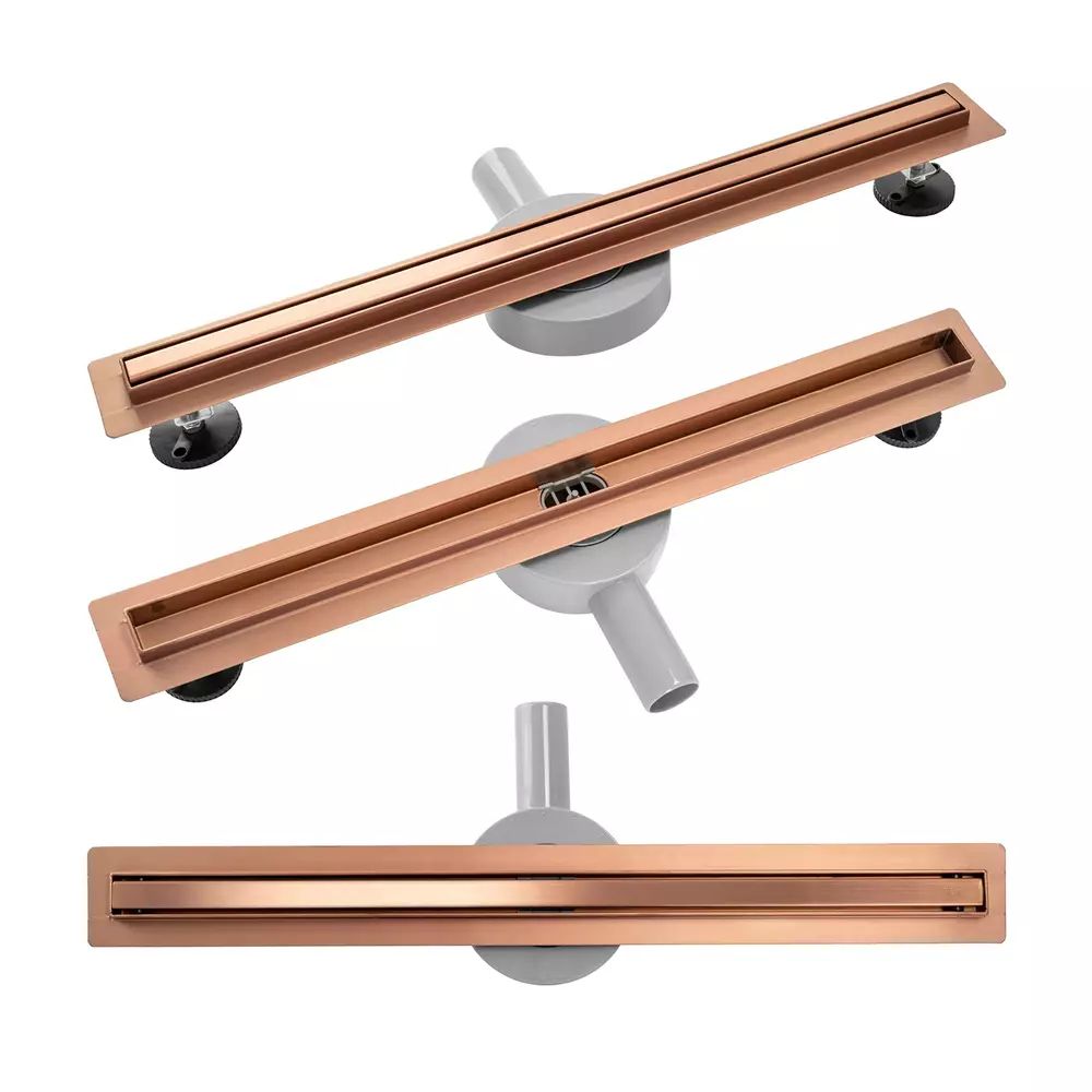 Set rigola pentru dus plus capac Rea Neo Pure Slim finisaj cupru periat 70 cm