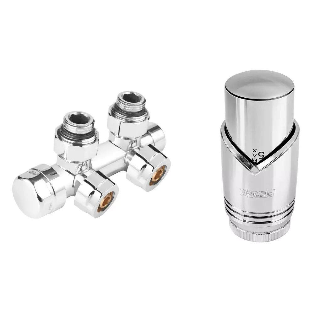 Set robinet coltar termostatic decorativ dublu integrat 3/4”x1/2” Ferro