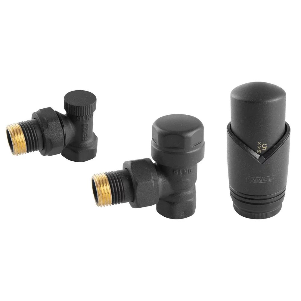 Set robinet coltar termostatic decorativ Ferro antracit mat