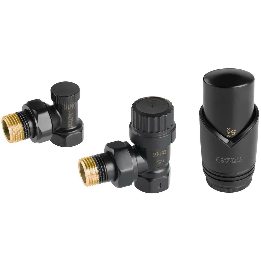 Set robinet coltar termostatic decorativ Ferro negru