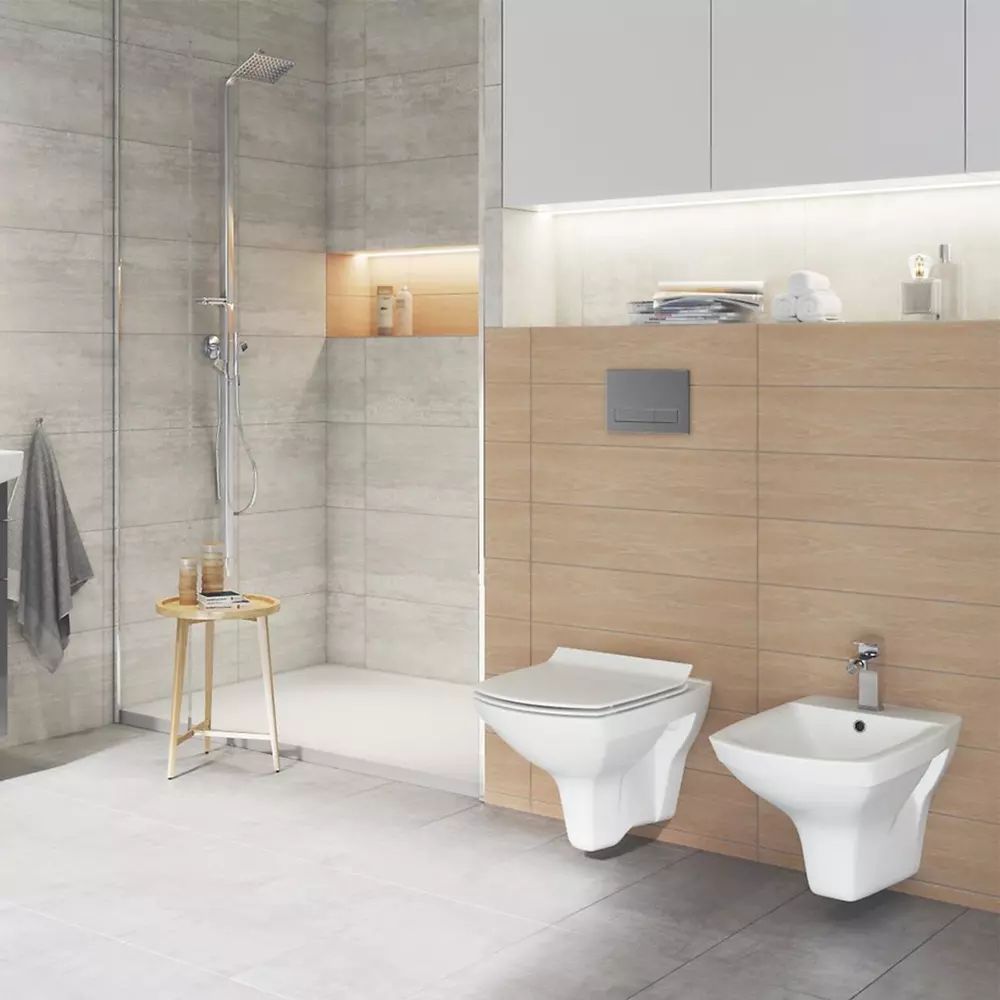 Set vas WC suspendat 550 Cersanit Carina si capac alb