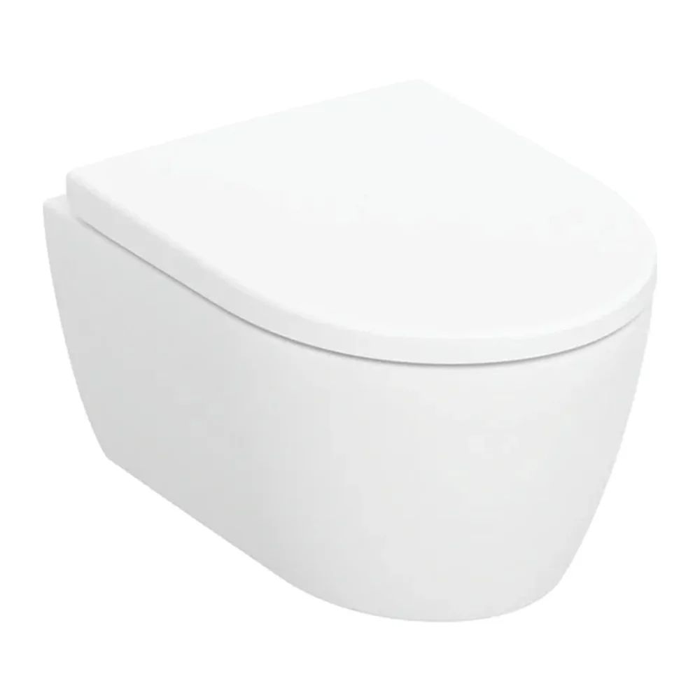 Set vas WC suspendat Geberit iCon Rimfree cu capac softclose alb mat