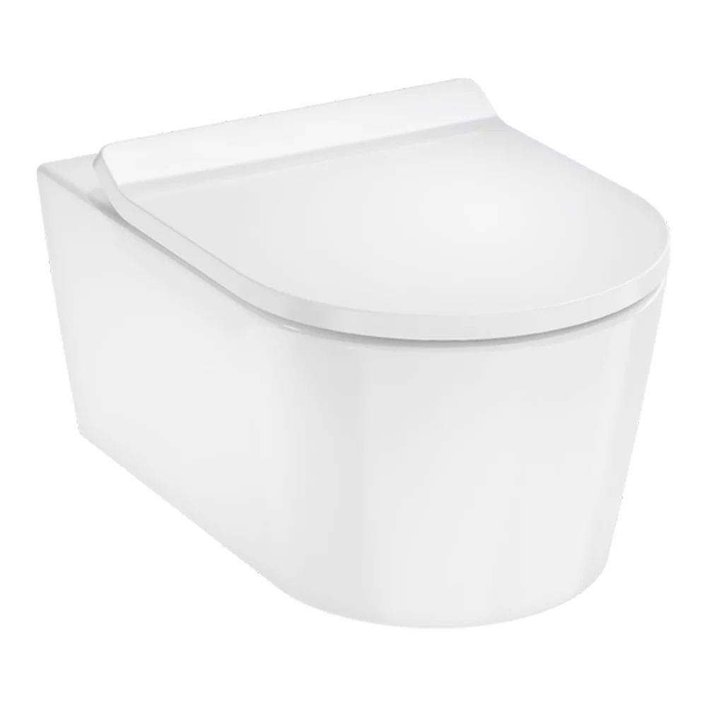 Set vas WC suspendat Hansgrohe EluPura S AquaHelix HygieneEffect si capac softclose alb