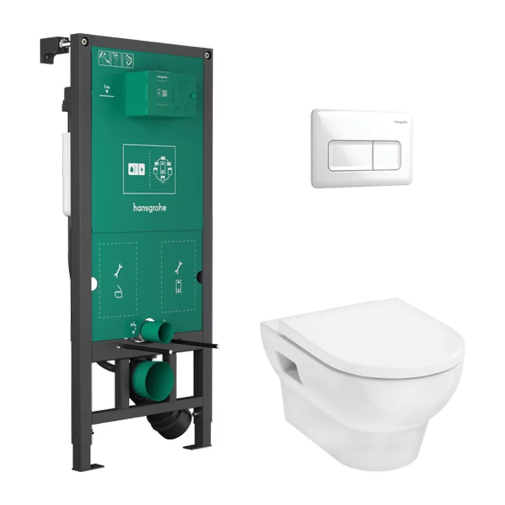 Set vas WC suspendat Hansgrohe GladeLake S cu rezervor incastrat capac WC si clapeta