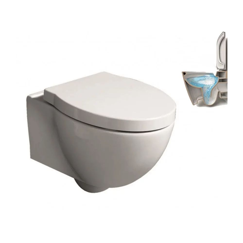 Set vas WC suspendat Inter Ceramic Rimless alb lucios capac softclose